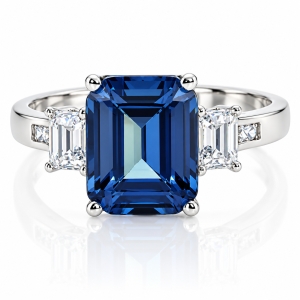 Alexandrite Sterling Silver Emerald Cut Ring