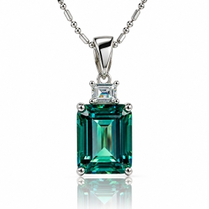Alexandrite Emerald Cut Silver Pendant