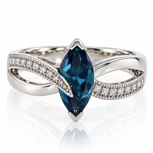 Marquise Cut  Alexandrite Sterling Silver Ring