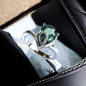 Alexandrite Ring Pear Cut Stone Ring