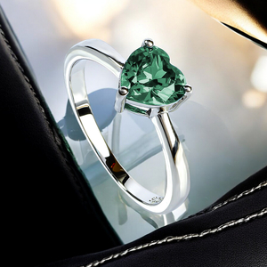 Heart Shape Alexandrite Sterling Silver Solitaire Ring