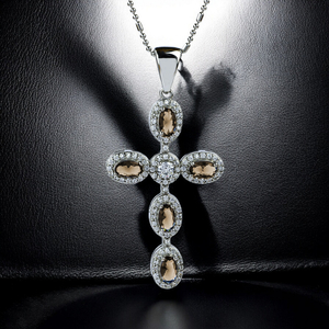 Sterling Silver Cross With Alexandrite Stone