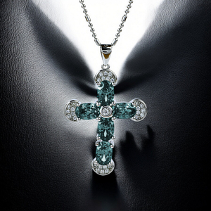 Beautiful Sterling Silver Cross With Alexandrite