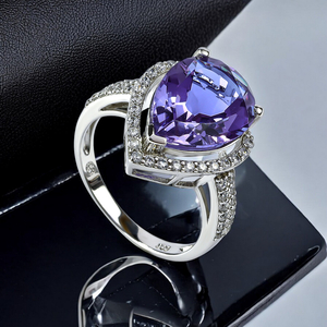 Big Pear Cut Alexandrite Sterling Silver Ring