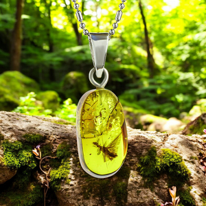 Rare 100% Genuine Amber With Ant Silver Pendant 24mm x 9 mm