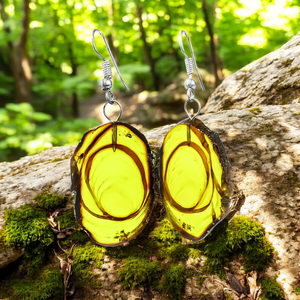 Genuine Ant Amber Silver Earrings 55 mm x 20 mm