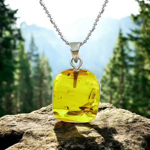 Genuine Mosquito Amber Silver Pendant From Mexico 24 mm x 15 mm