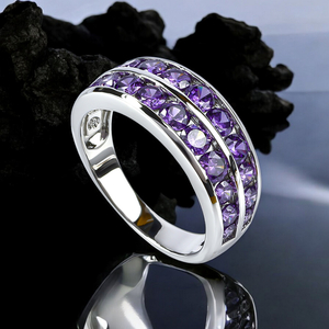 Sterling Silver Journey Amethyst Ring