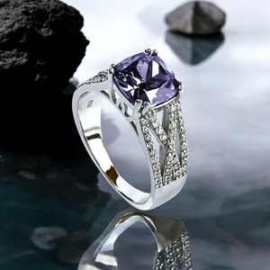 Micro Pave Amethyst .925 Sterling Silver Ring