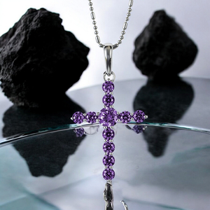 Amethyst Sterling Silver Cross Pendant