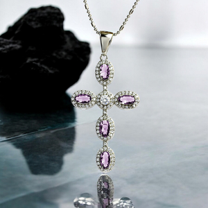 Sterling Silver Cross With Amethyst Stone