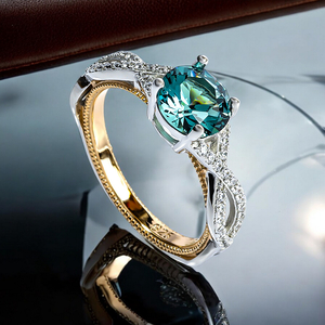 6 mm Alexandrite Sterling Silver Gold Plated Vintage Style Ring