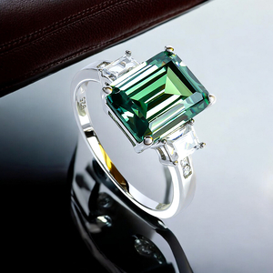 Alexandrite Sterling Silver Blue to Green Color Change Emerald Cut Ring