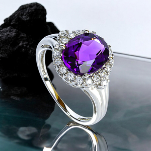 Oval Cut Amethyst Silver Fashion Ring