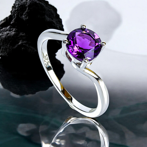 Amethyst Sterling Silver Solitaire Ring