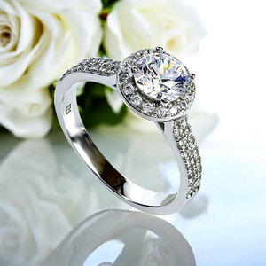 Simulated Diamond Micropave Engagement Silver Ring