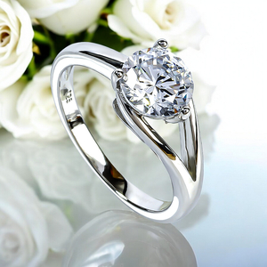 7 mm Simulated Diamond Micropave Engagement Silver Ring