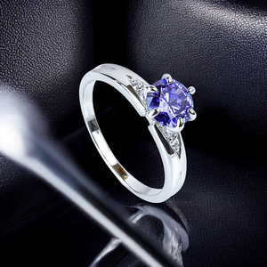 Solitaire Round Cut Stone 6 mm Tanzanite Ring