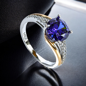 Silver Gold Plated Tanzanite Silver Ring