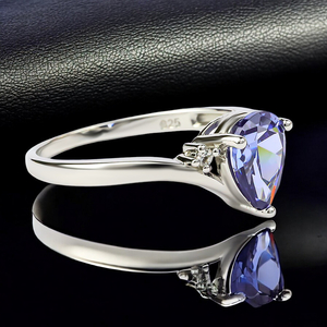 Tanzanite Pear Cut Silver Ring
