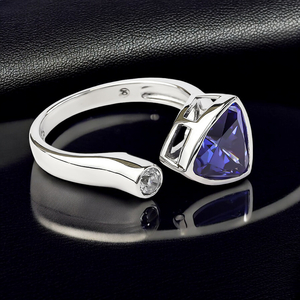 Sterling Silver Trillion Cut Tanzanite Ring