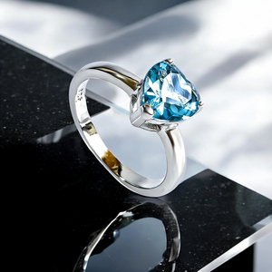 Heart Shape Aquamarine Sterling Silver Solitaire Ring
