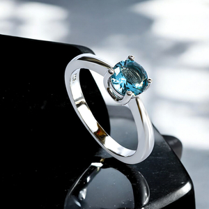 Aquamarine Silver Ring Solitaire Design