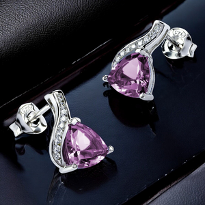 Trillion Cut Alexandrite Sterling Silver Earrings Blue to Purple Color Change