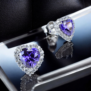 Tanzanite Heart Shape Sterling Silver Earrings