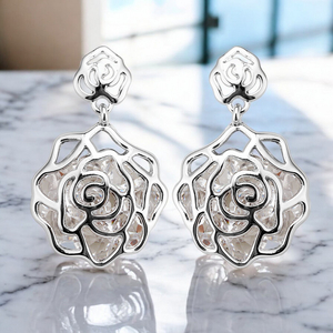Silver Earrings In Flower Shape