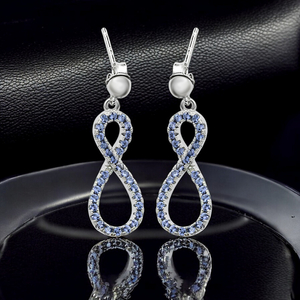 Silver Infinity Earrings with Tanzanite