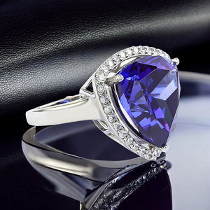 Huge Sterling Silver Trillion Cut Tanzanite Ring
