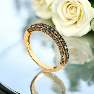 0.71 CTW 14K Yellow Gold Chocolate and White Diamonds Ring