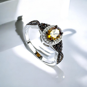 Chocolate Diamond 7 mm x 5 mm .925 Sterling Silver Ring