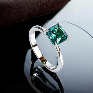 Princess Cut Alexandrite Solitaire Silver Ring