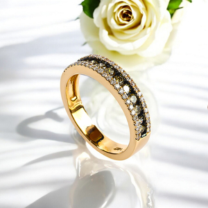 0.76 CTW 14K Yellow Gold Chocolate and White Diamonds Ring