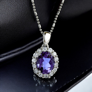 Oval Cut Alexandrite Silver Pendant