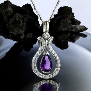 Pear Cut Amethyst Silver Pendant