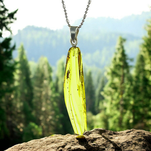 100% Natural Amber With Ant Silver Pendant 45mm x 8mm