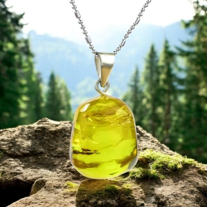 Genuine Amber Silver Pendant From Mexico 25 mm x 17 mm