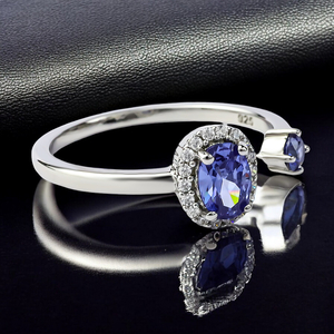 Double Tanzanite Sterling Silver Solitaire Ring