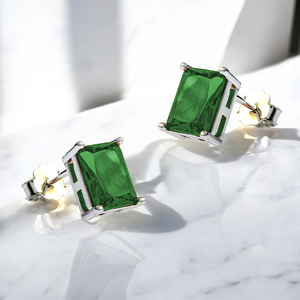Emerald Cut Emerald Stud Earrings