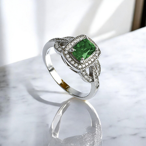 925 Sterling Silver Emerald Ring