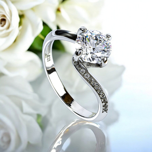 7 mm Simulated Diamond Promise Silver Ring