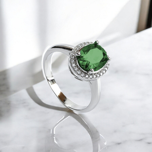 925 Sterling Silver Emerald Ring