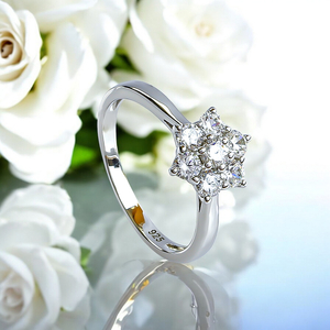 Flower Simulated Diamond Sterling Silver Ring