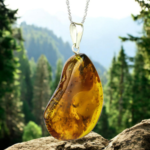 Genuine Amber Pendant With Sterling Silver