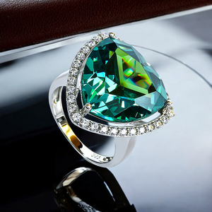 Huge Sterling Silver Trillion Cut Alexandrite Ring