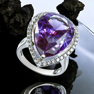 Sterling Silver Big Amethyst Ring