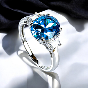Blue Topaz Sterling Silver Oval Cut Gemstone Ring